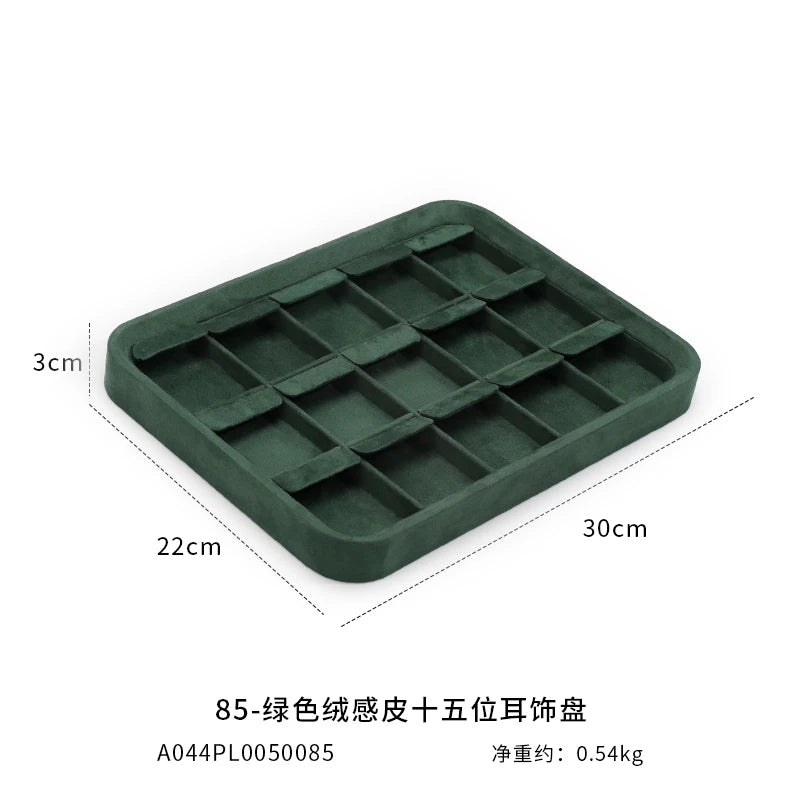 Velvet Jewelry Tray Set Multi-Compartment Storage for Rings Earrings Necklaces Watches Jewellery Organizer Tray Green