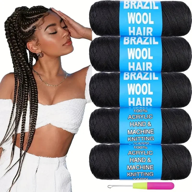 Black Brazilian Wool Hair Yarn for Braids