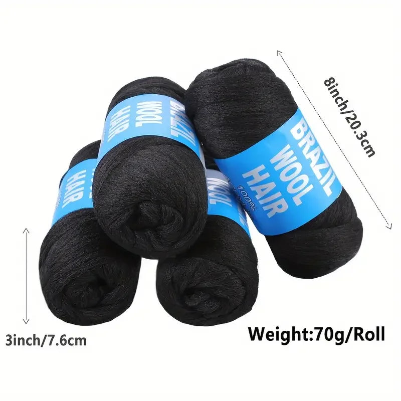 Black Brazilian Wool Hair Yarn for Braids