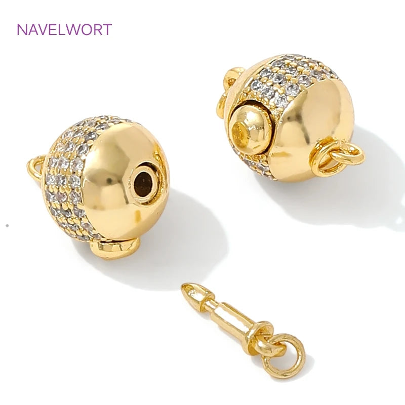 18K Gold Plated Round Connection Clasps For Jewelry Making,Clasp For Bracelet,Brass Fasteners Lock Clasp,DIY Jewelry Accessories