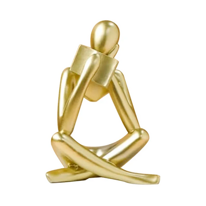 AB68 Thinkers Sculptures,Gold Thinkers Resin Statue Reading Ornament,Thinkers Sculpture Decoration, Modern Book Decor Durable A