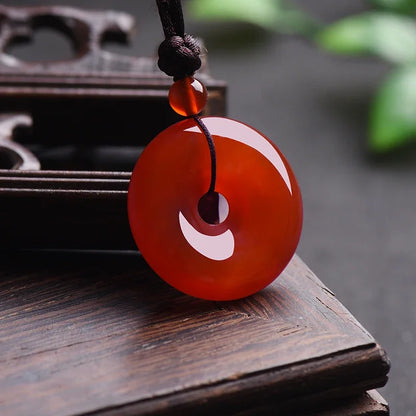 Natural Multicolor Jade Doughnut Pendant Agate Necklace Fashion Accessories Charm Jewellery Carved Amulet Gifts for Women Men