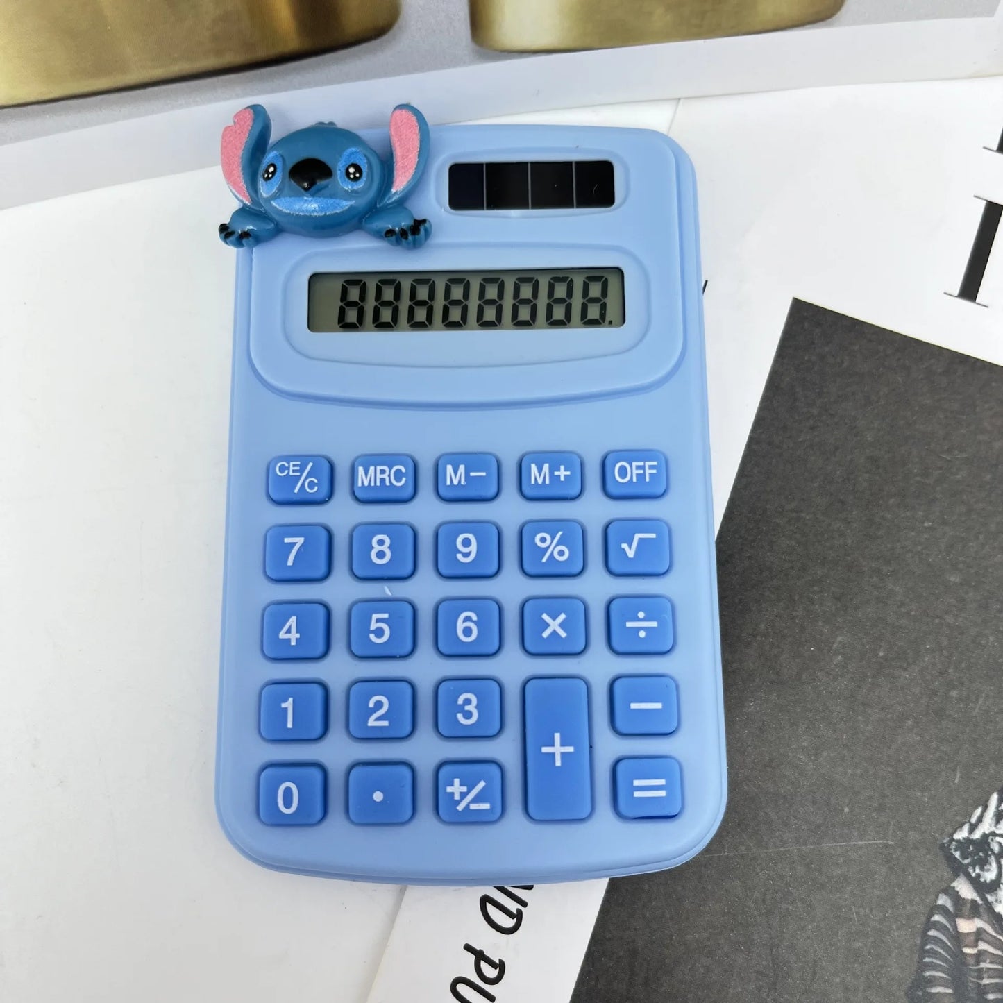 Disney Stitch Calculator Children Learning Stationery Portable Solar Powered Cartoon Office Tools Math Tools Childrens Toy Gifts