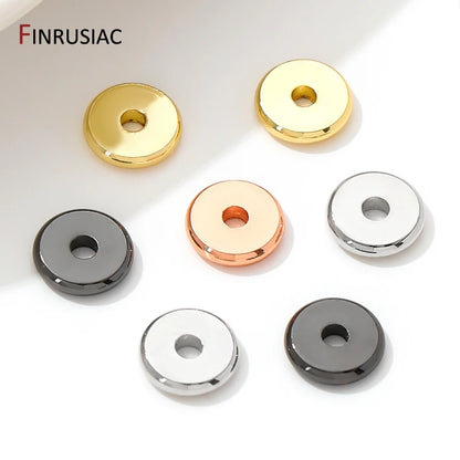 18K Gold Plated Brass Flat Spacer Beads For Bracelet Making Jewelry Fittings,Separators For Beads,DIY Jewellery Making Supplies