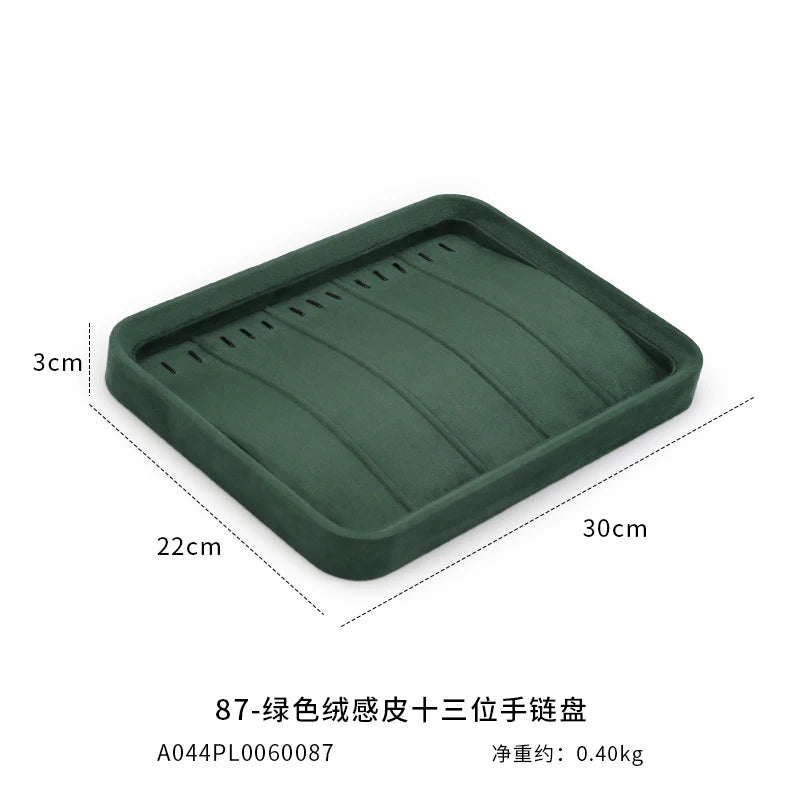 Velvet Jewelry Tray Set Multi-Compartment Storage for Rings Earrings Necklaces Watches Jewellery Organizer Tray Green