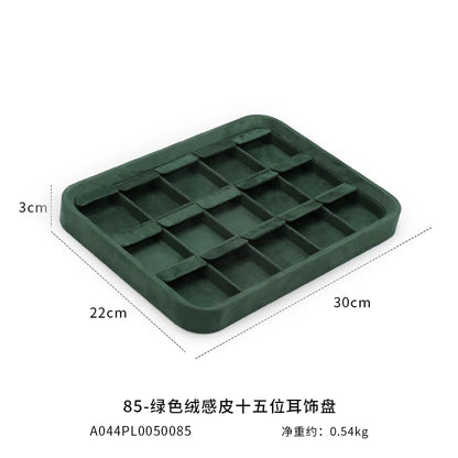 Velvet Jewelry Tray Set Multi-Compartment Storage for Rings Earrings Necklaces Watches Jewellery Organizer Tray Green