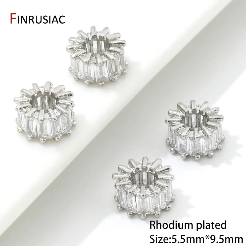 18K Gold Plated Zircon Crystal Spacer Beads Accessories For Bracelets,Bead Separators For Jewelry Making DIY Beading Material