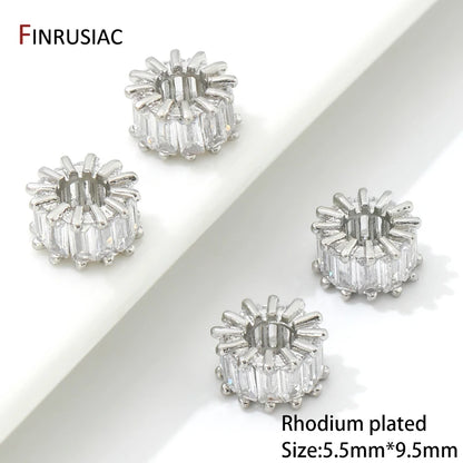18K Gold Plated Zircon Crystal Spacer Beads Accessories For Bracelets,Bead Separators For Jewelry Making DIY Beading Material