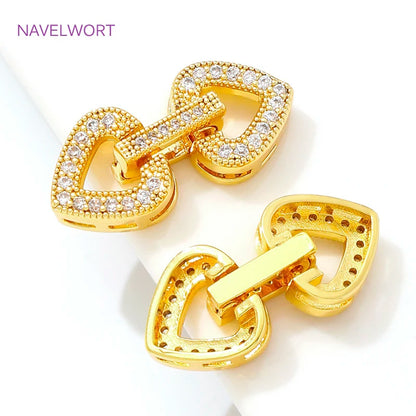 18K Gold Plated Inlaid Zircon Connector Clasp Fastener Brass Pearl Clasp Connector For Jewelry Making DIY Bracelet Accessories