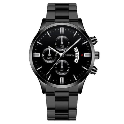 fashion calendar watch trend sports men's steel band wristwatch business pop hand jewellery set waterproof men's watch