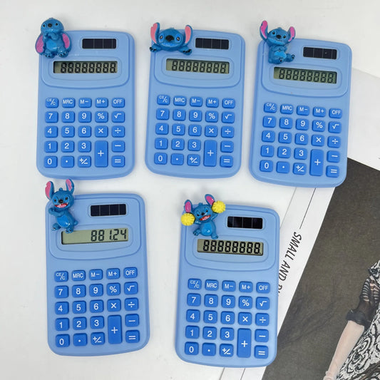 Disney Stitch Calculator Children Learning Stationery Portable Solar Powered Cartoon Office Tools Math Tools Childrens Toy Gifts