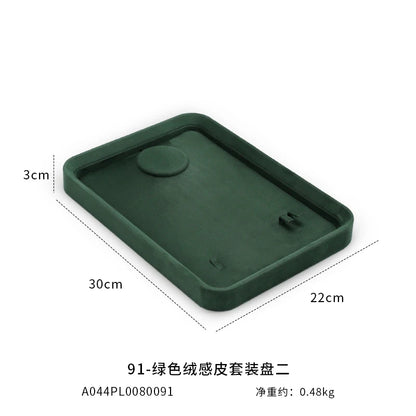 Velvet Jewelry Tray Set Multi-Compartment Storage for Rings Earrings Necklaces Watches Jewellery Organizer Tray Green