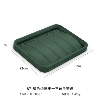 Velvet Jewelry Tray Set Multi-Compartment Storage for Rings Earrings Necklaces Watches Jewellery Organizer Tray Green