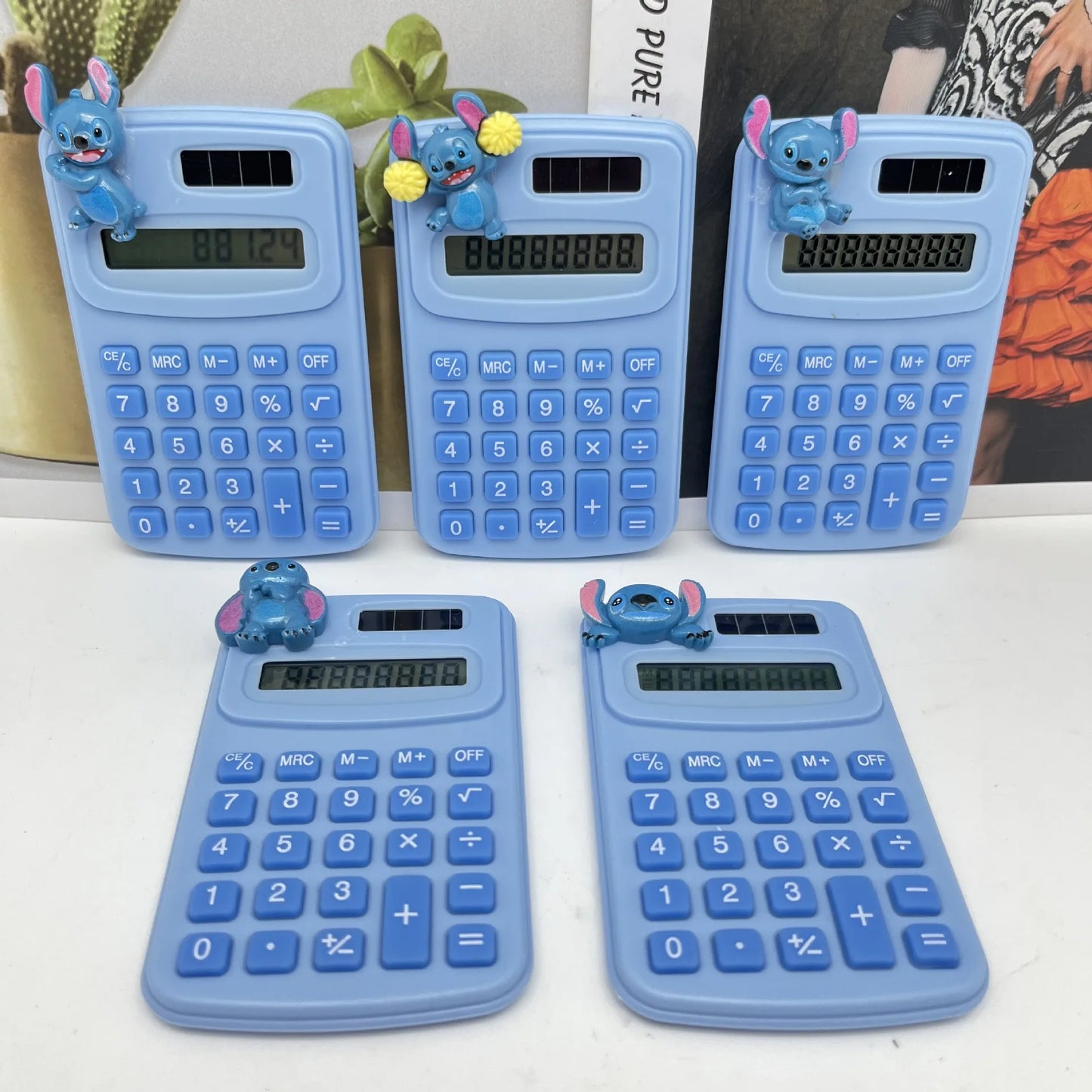 Disney Stitch Calculator Children Learning Stationery Portable Solar Powered Cartoon Office Tools Math Tools Childrens Toy Gifts