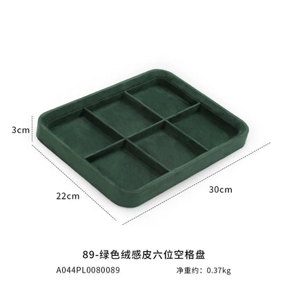 Velvet Jewelry Tray Set Multi-Compartment Storage for Rings Earrings Necklaces Watches Jewellery Organizer Tray Green