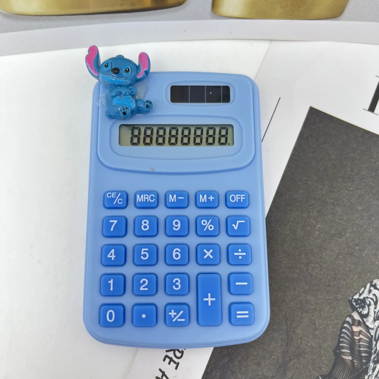 Disney Stitch Calculator Children Learning Stationery Portable Solar Powered Cartoon Office Tools Math Tools Childrens Toy Gifts