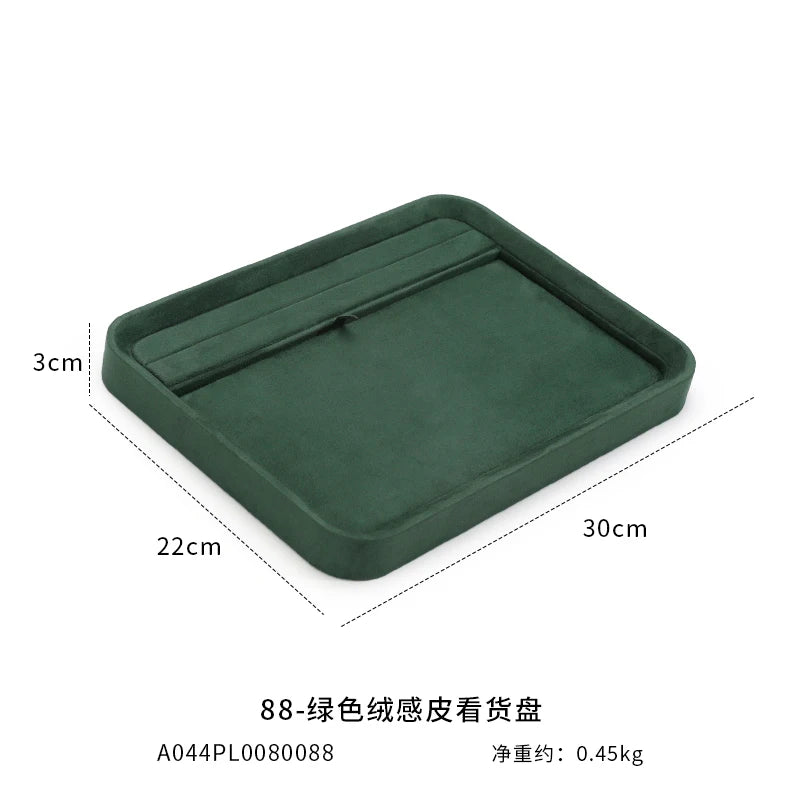 Velvet Jewelry Tray Set Multi-Compartment Storage for Rings Earrings Necklaces Watches Jewellery Organizer Tray Green