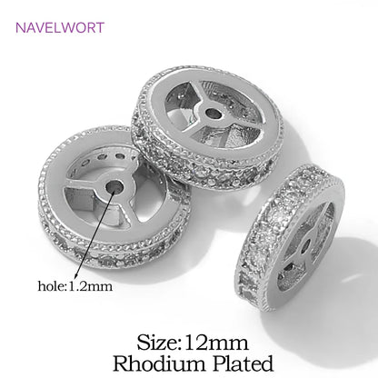 18K Gold Plated Round Wheel Spacer Beads For Jewelry,Beads Separators For Bracelets,DIY Beading Jewelry Making Accessories