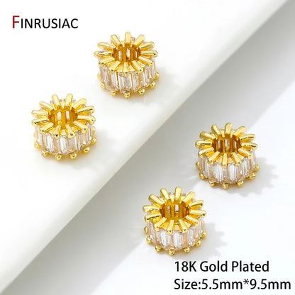 18K Gold Plated Zircon Crystal Spacer Beads Accessories For Bracelets,Bead Separators For Jewelry Making DIY Beading Material