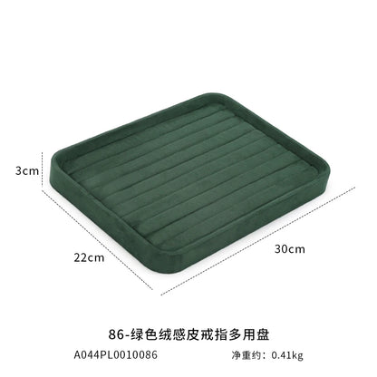 Velvet Jewelry Tray Set Multi-Compartment Storage for Rings Earrings Necklaces Watches Jewellery Organizer Tray Green