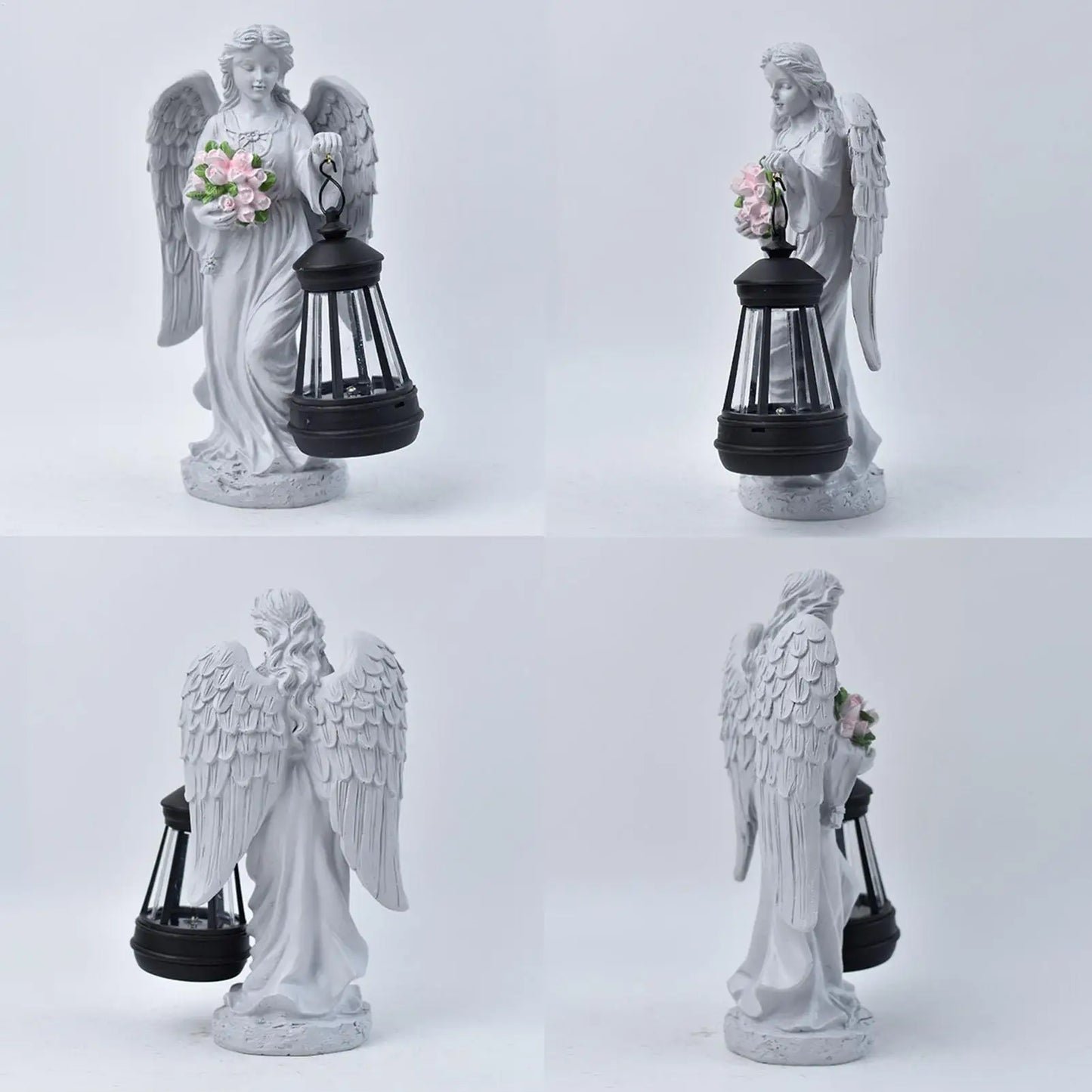 Solar Angels for Outside Garden Resin Whimsical Sculpture Decorative Memorial Flower Angel Statue for Patio Porch Front Yard