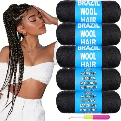 Black Brazilian Wool Hair Yarn for Braids