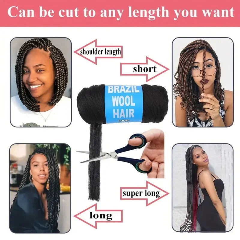 Black Brazilian Wool Hair Yarn for Braids