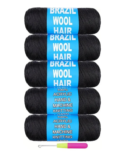 Black Brazilian Wool Hair Yarn for Braids