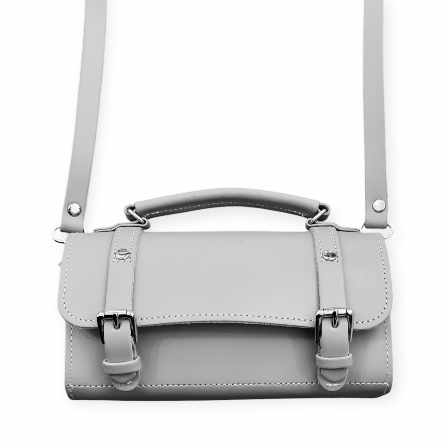 Handmade Leather Bowler Bag - Ghost Grey