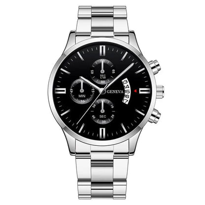 fashion calendar watch trend sports men's steel band wristwatch business pop hand jewellery set waterproof men's watch