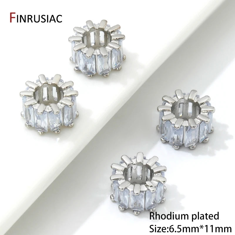 18K Gold Plated Zircon Crystal Spacer Beads Accessories For Bracelets,Bead Separators For Jewelry Making DIY Beading Material