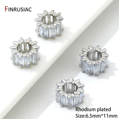 18K Gold Plated Zircon Crystal Spacer Beads Accessories For Bracelets,Bead Separators For Jewelry Making DIY Beading Material