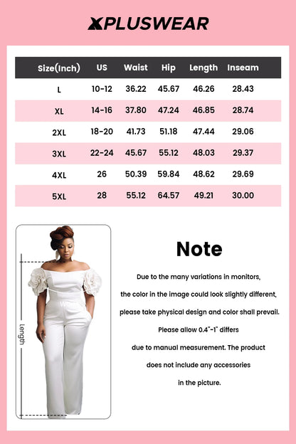 Plus Size Formal White Elegant Off The Shoulder Short Sleeve 3D Pocket Jumpsuits