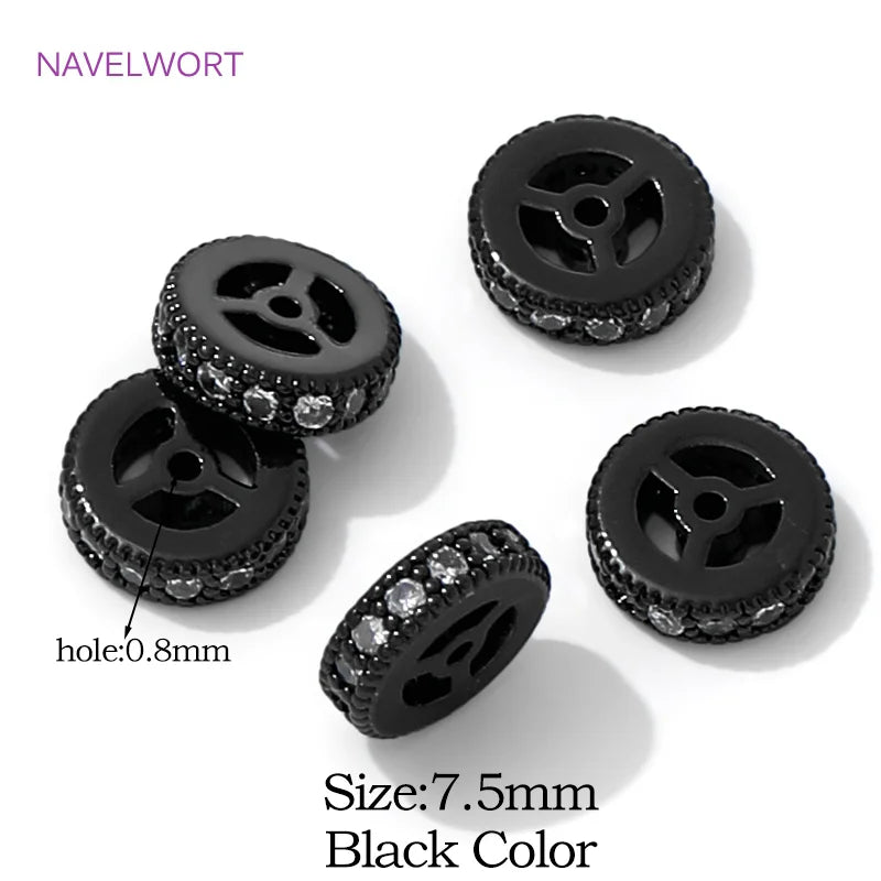 18K Gold Plated Round Wheel Spacer Beads For Jewelry,Beads Separators For Bracelets,DIY Beading Jewelry Making Accessories