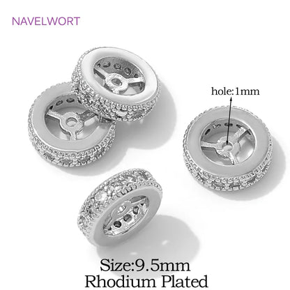 18K Gold Plated Round Wheel Spacer Beads For Jewelry,Beads Separators For Bracelets,DIY Beading Jewelry Making Accessories