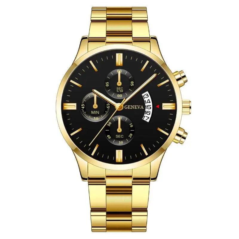 fashion calendar watch trend sports men's steel band wristwatch business pop hand jewellery set waterproof men's watch