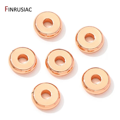 18K Gold Plated Brass Flat Spacer Beads For Bracelet Making Jewelry Fittings,Separators For Beads,DIY Jewellery Making Supplies