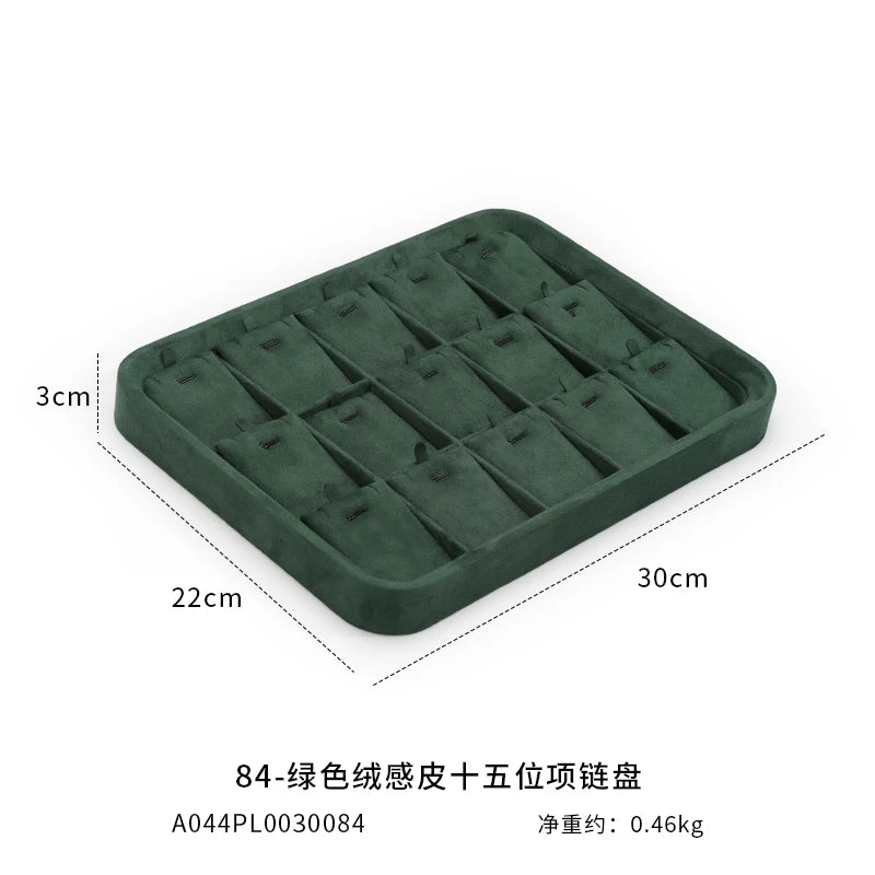 Velvet Jewelry Tray Set Multi-Compartment Storage for Rings Earrings Necklaces Watches Jewellery Organizer Tray Green