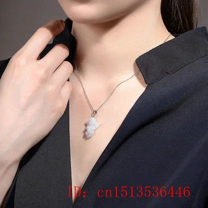 Natural Emerald Carved Lucky Angel Jade Pendant Chinese Necklace Charm Jewellery Fashion Amulet Luck Gifts for Man Women
