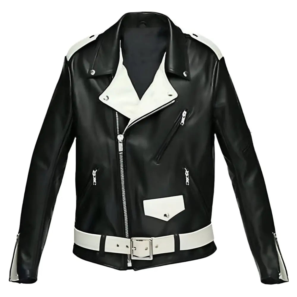 Men's Black Brando Leather Motorcycle Jacket-1