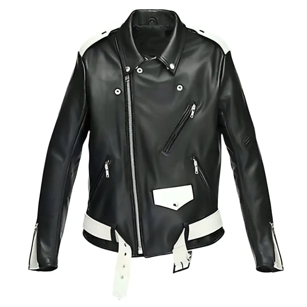 Men's Black Brando Leather Motorcycle Jacket-0