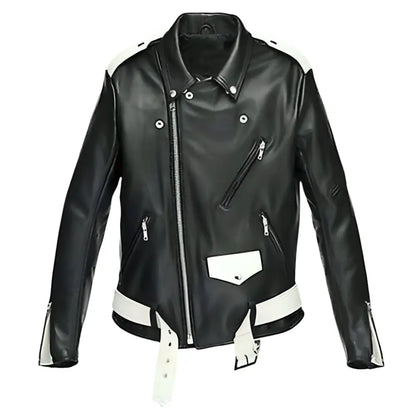 Men's Black Brando Leather Motorcycle Jacket-0