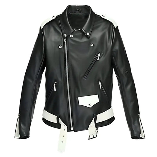 Men's Black Brando Leather Motorcycle Jacket-0