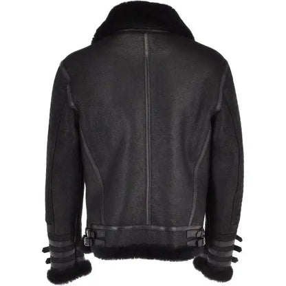 Men's Black Aviator Flight Bomber Jacket – Shearling Lined Leather-1