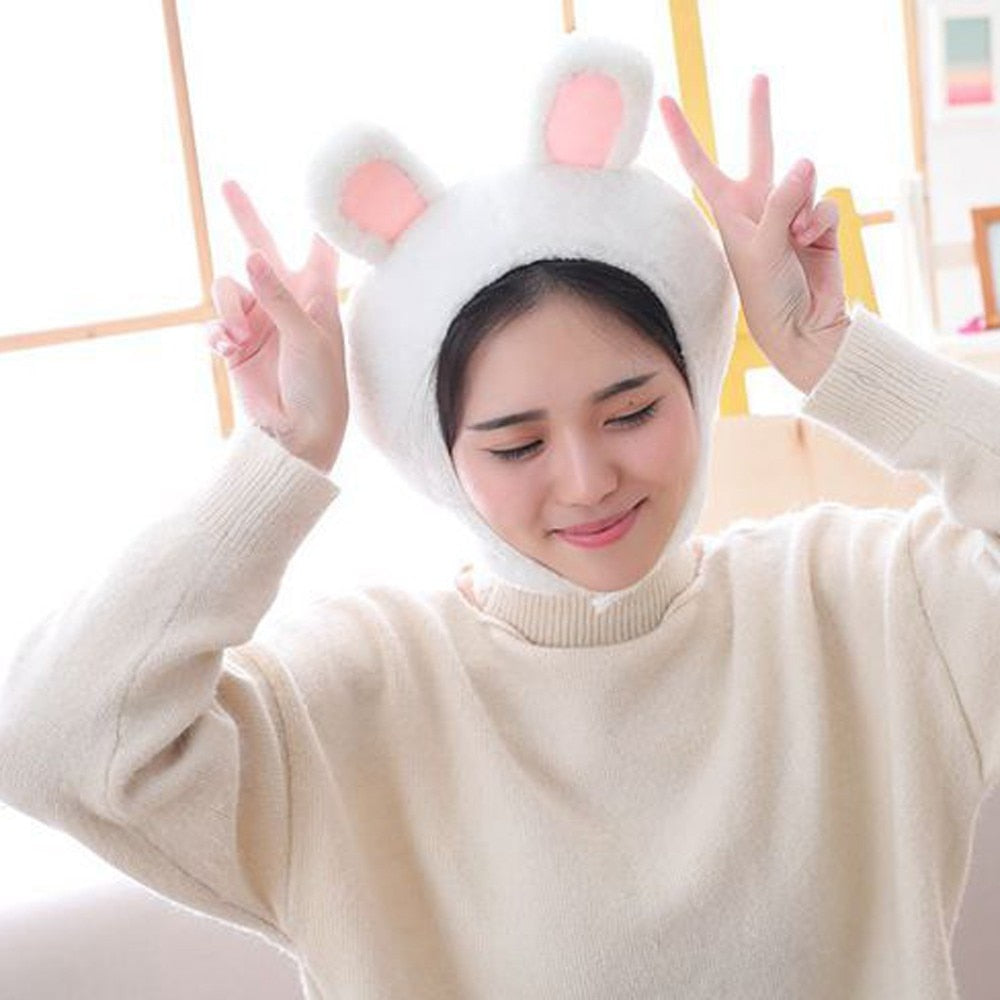 Funny Animal Cute Rabbit Ear Hat Cap Head Cover Plush Ear Hat Girl Dress Party women's hats bonnet femme Headwear caps 7.6